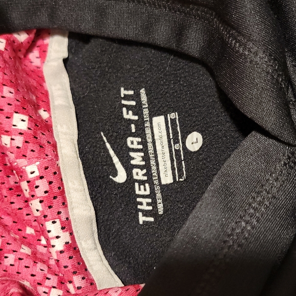 Nike Hoodie hooded sweatshirt girls L large black pink gray therm-fit top - Picture 2 of 8